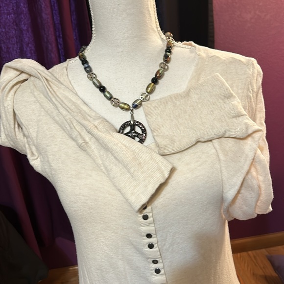 Roxy lightweight sweater top, sz M, ivory - Picture 7 of 8